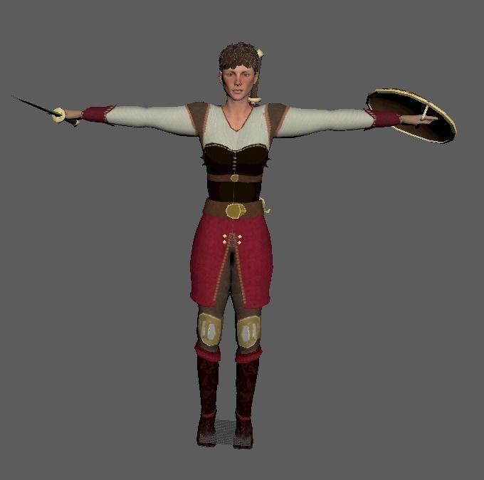Game Ready Female Battler Low-poly 3D model_10