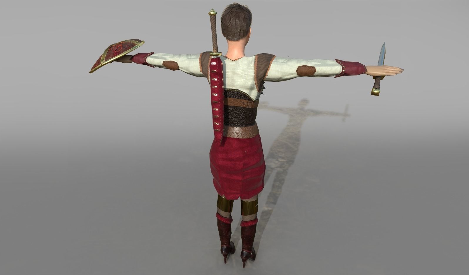 Game Ready Female Battler Low-poly 3D model_3