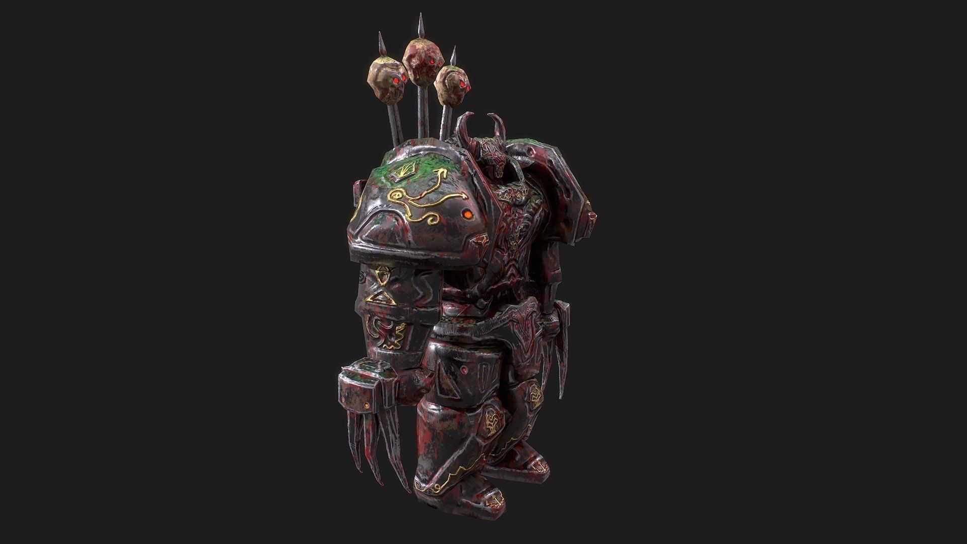 3d low poly model of Chaos Warrior character Low-poly 3D model_1