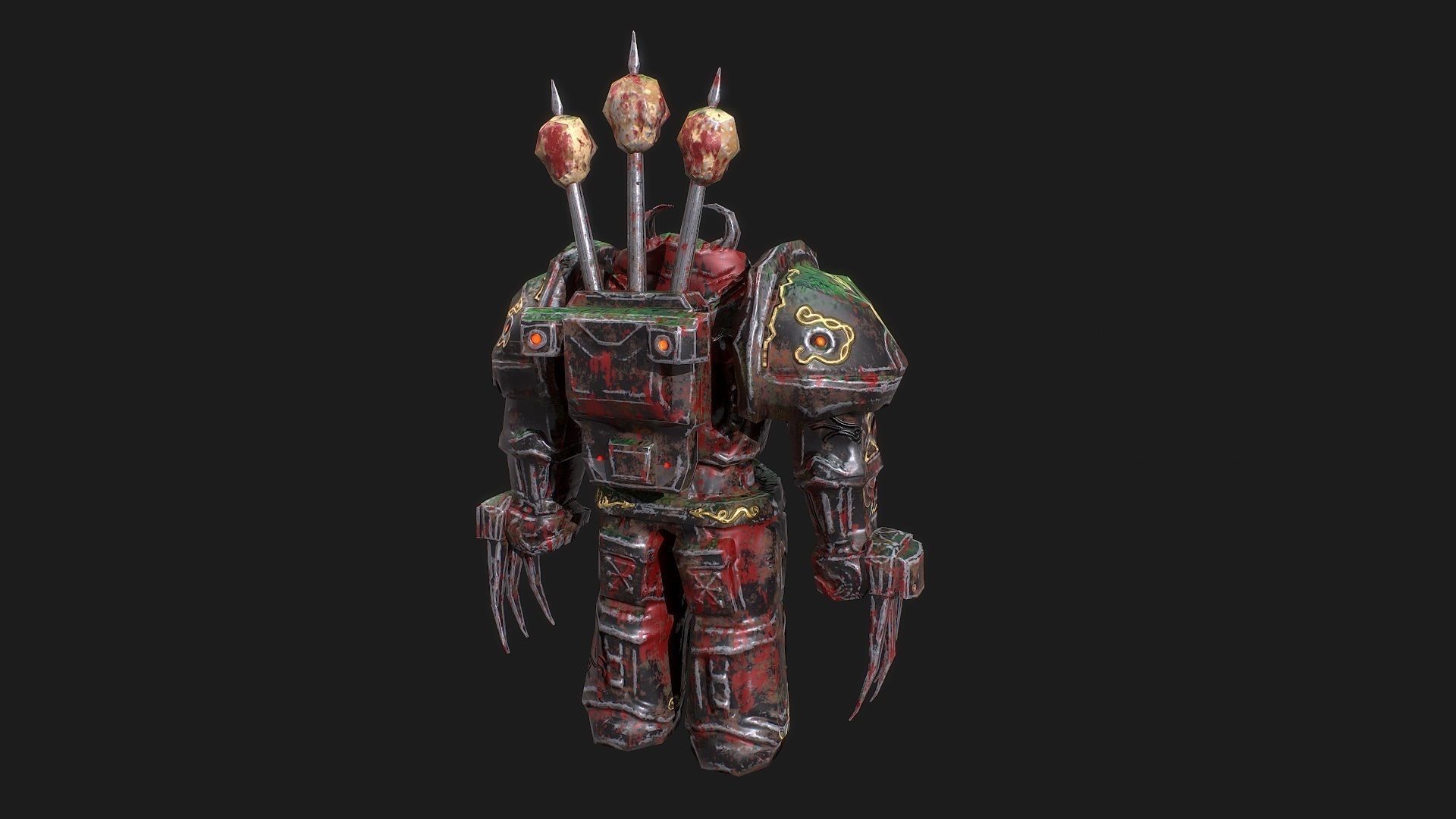 3d low poly model of Chaos Warrior character Low-poly 3D model_2