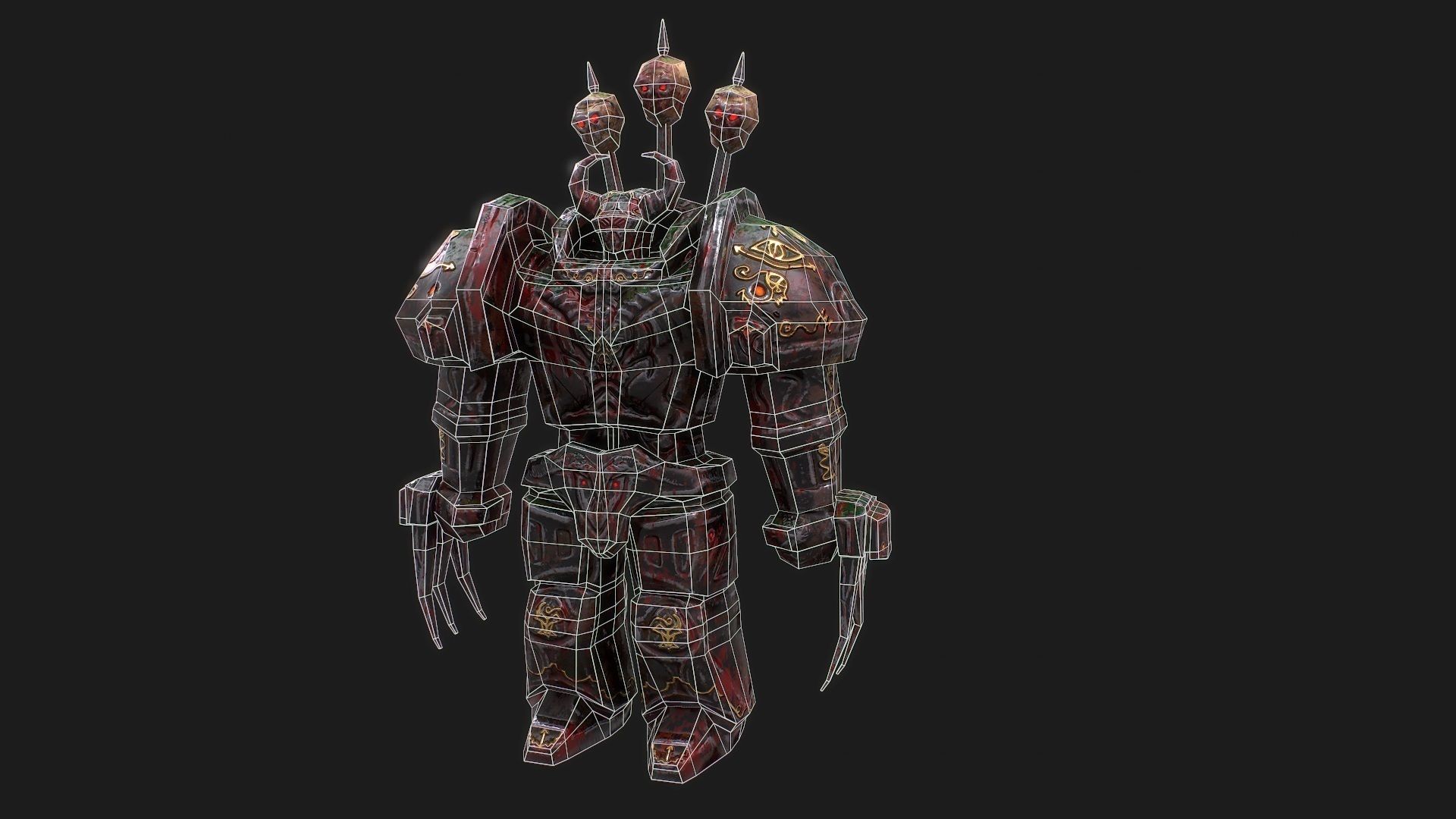 3d low poly model of Chaos Warrior character Low-poly 3D model_5