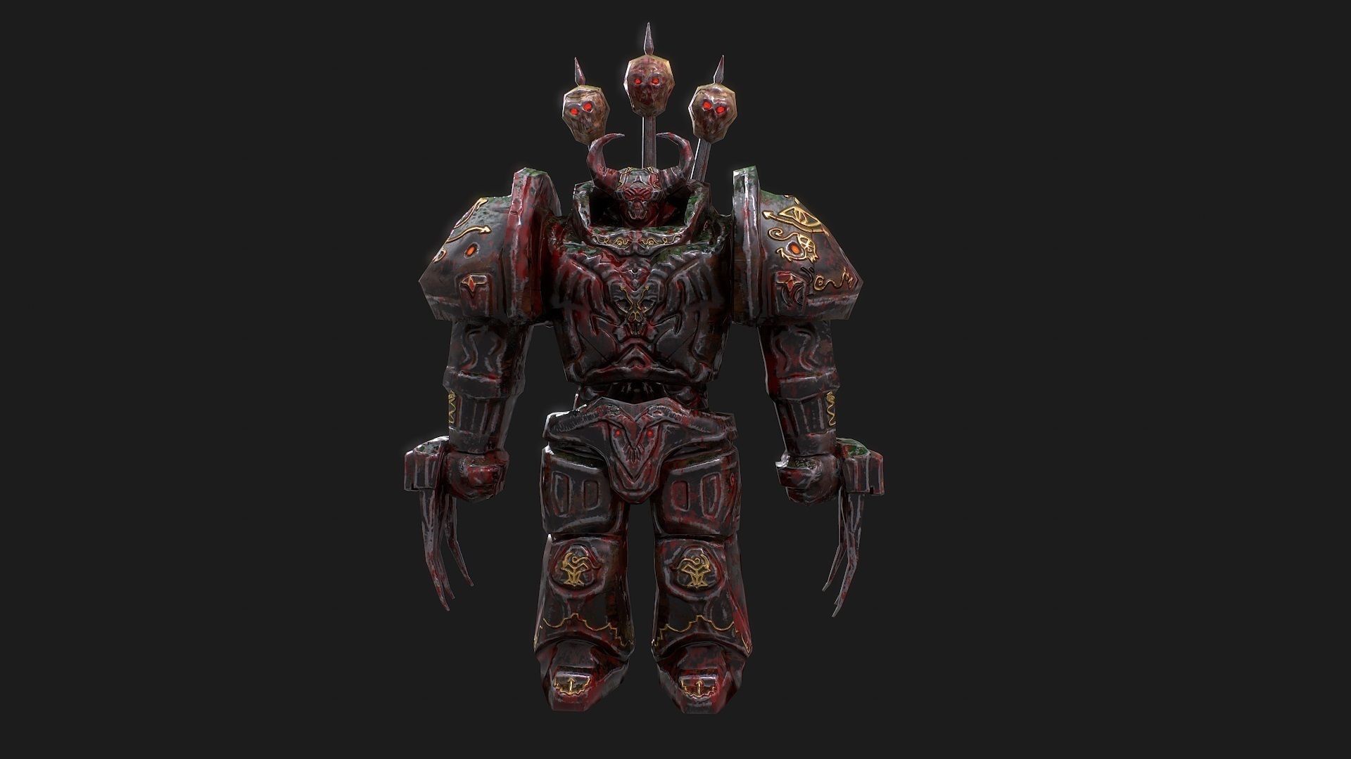 3d low poly model of Chaos Warrior character Low-poly 3D model_0