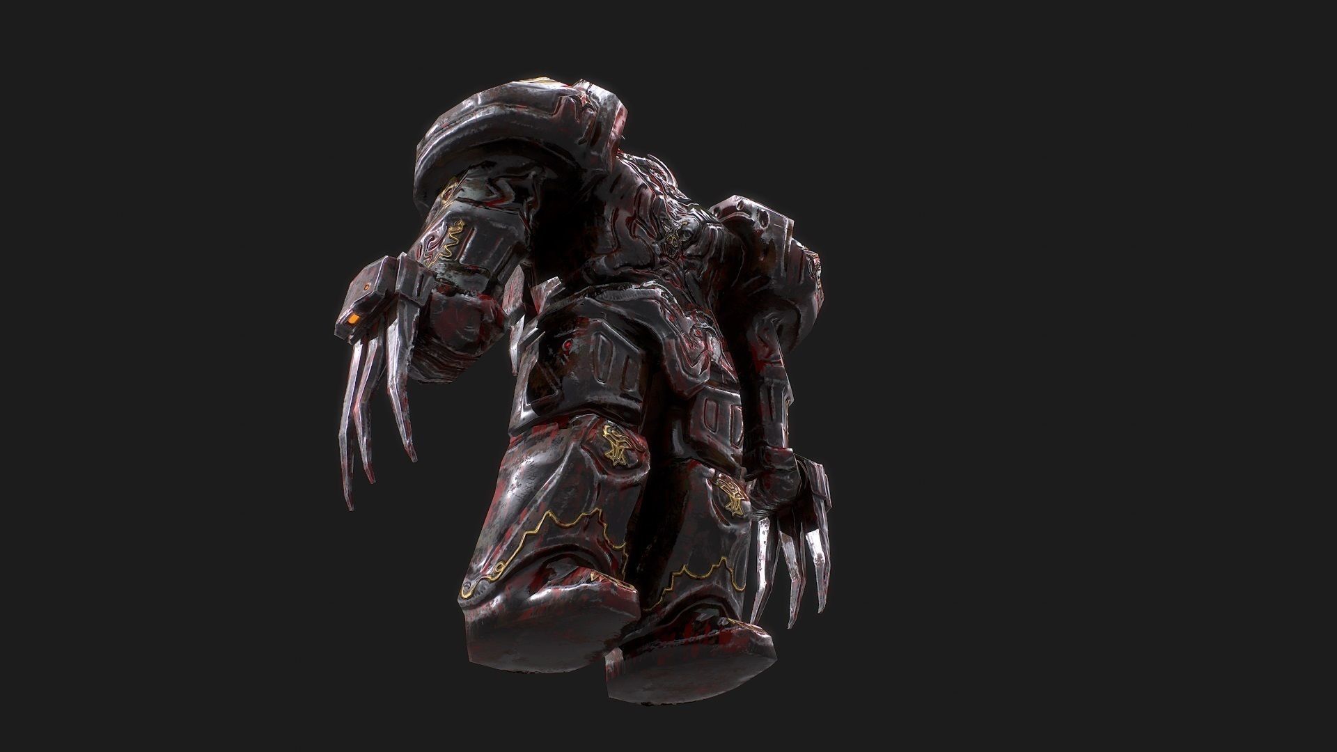3d low poly model of Chaos Warrior character Low-poly 3D model_4