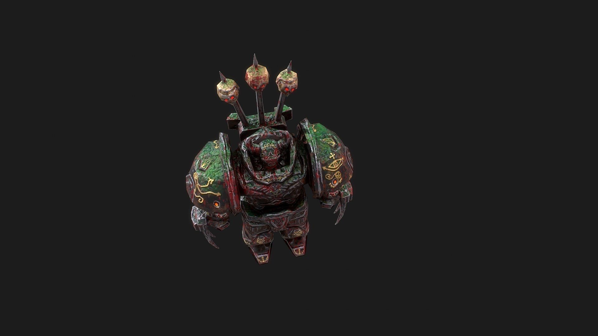 3d low poly model of Chaos Warrior character Low-poly 3D model_3