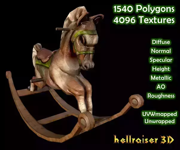 Rocking Horse - PBR - Textured Low-poly 3D model
