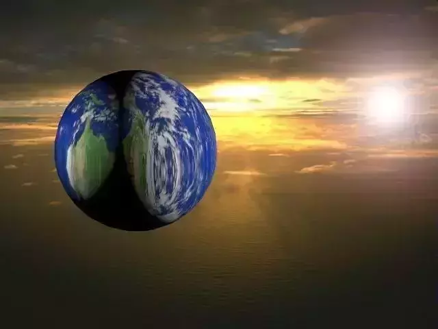 material earth in sky at sunset