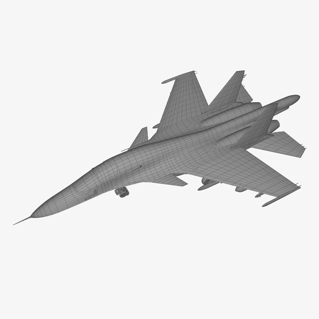 Su-34 fighter jet Free low-poly 3D model_1