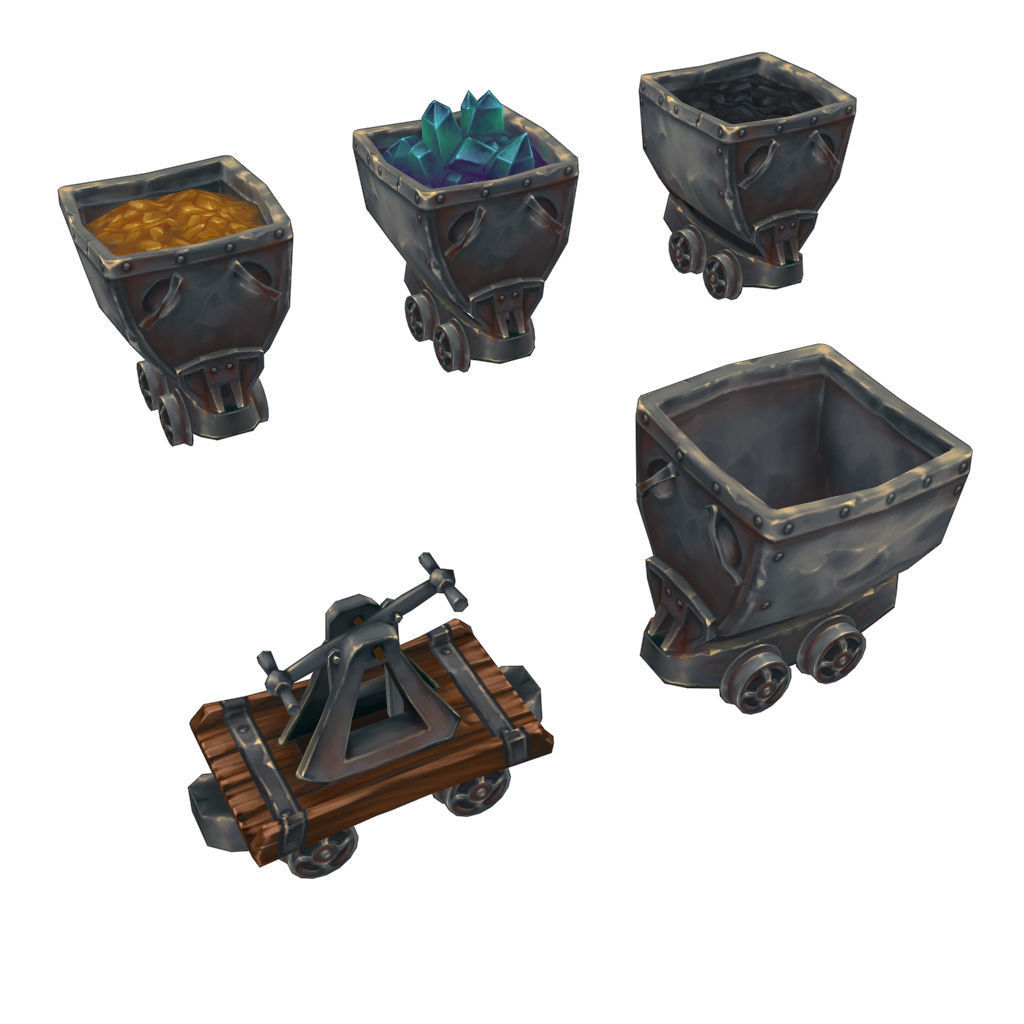 Rail Modular Set - Low Poly Hand PaintedLow Poly Low-poly 3D model_9