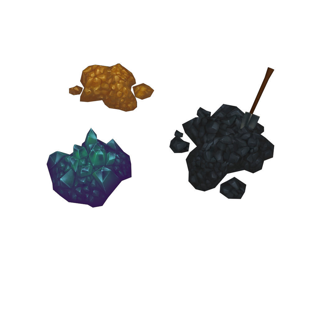 Rail Modular Set - Low Poly Hand PaintedLow Poly Low-poly 3D model_7