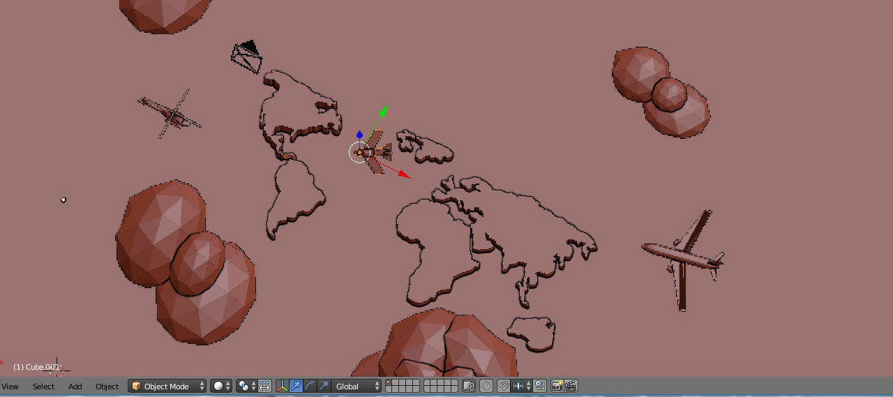 Low Poly World Map Low-poly 3D model_3