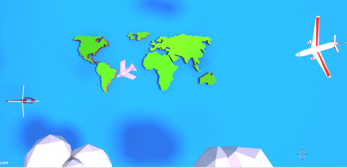 Low Poly World Map Low-poly 3D model_1