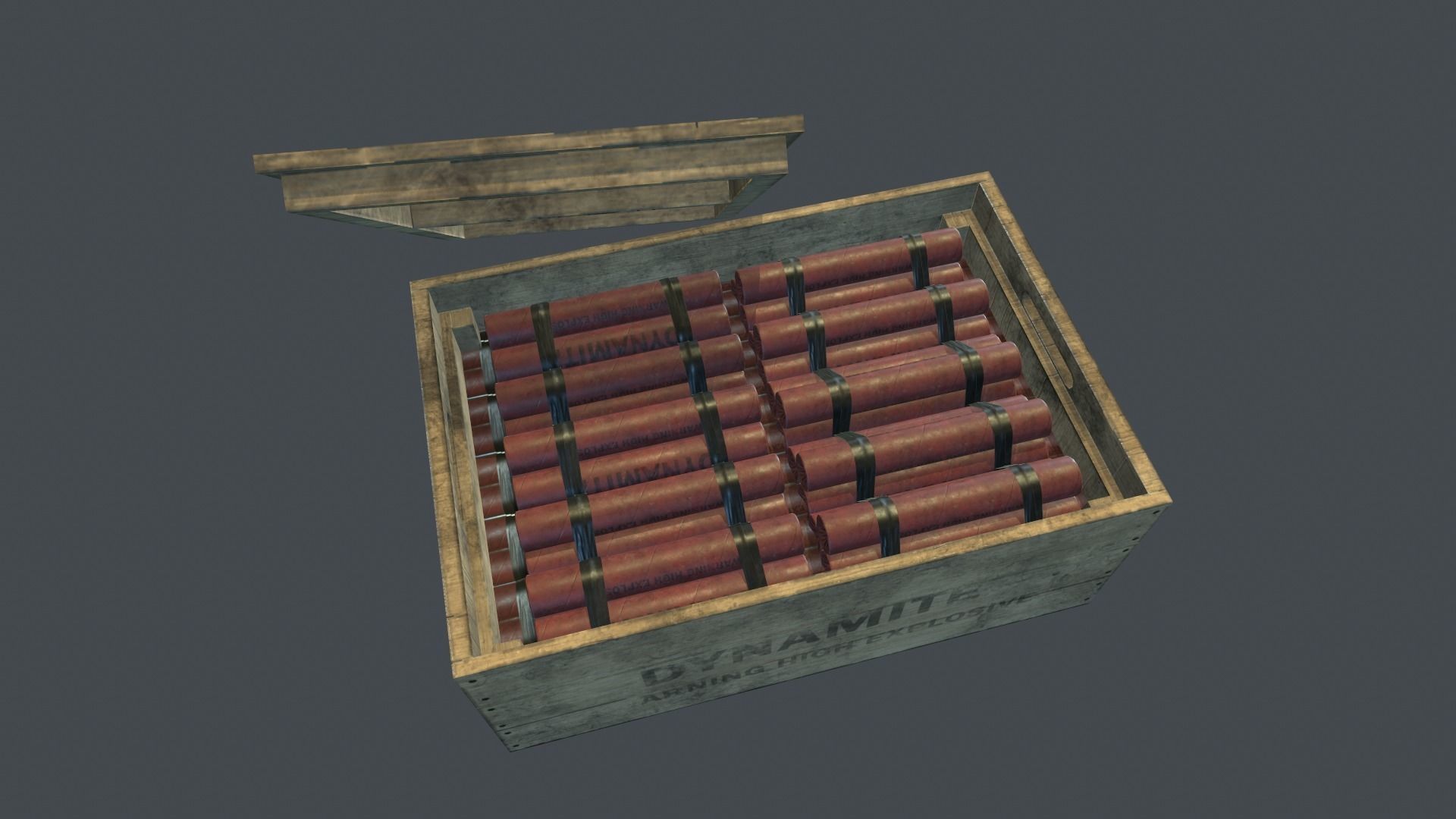 Box With Dynamite Packs PBR Game Ready Low-poly 3D model_3