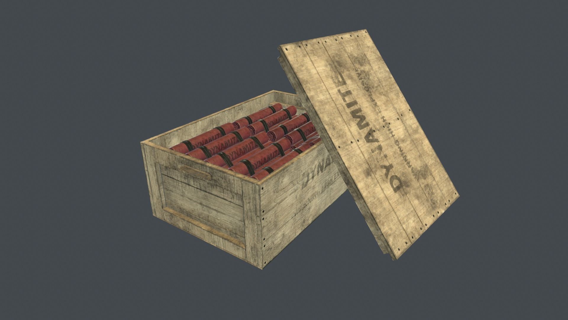 Box With Dynamite Packs PBR Game Ready Low-poly 3D model_6