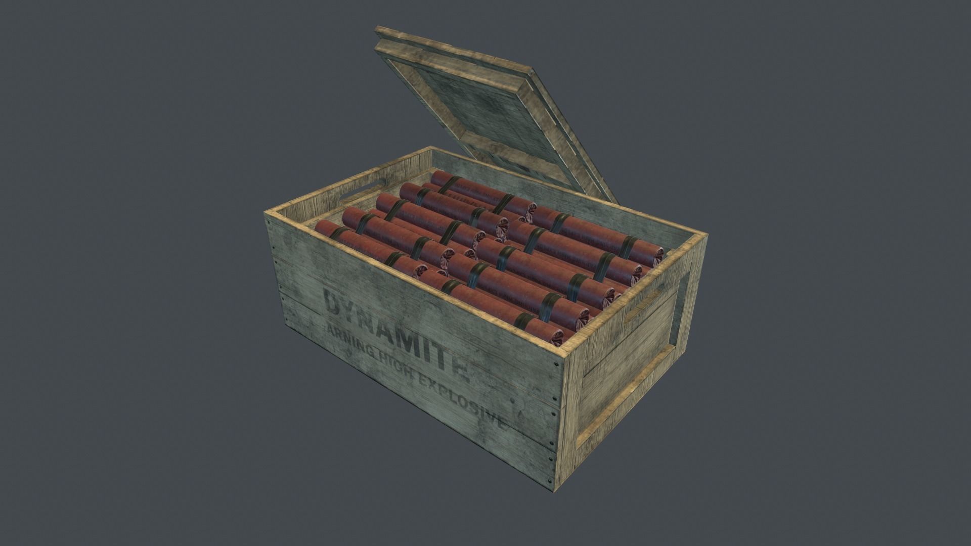 Box With Dynamite Packs PBR Game Ready Low-poly 3D model_1