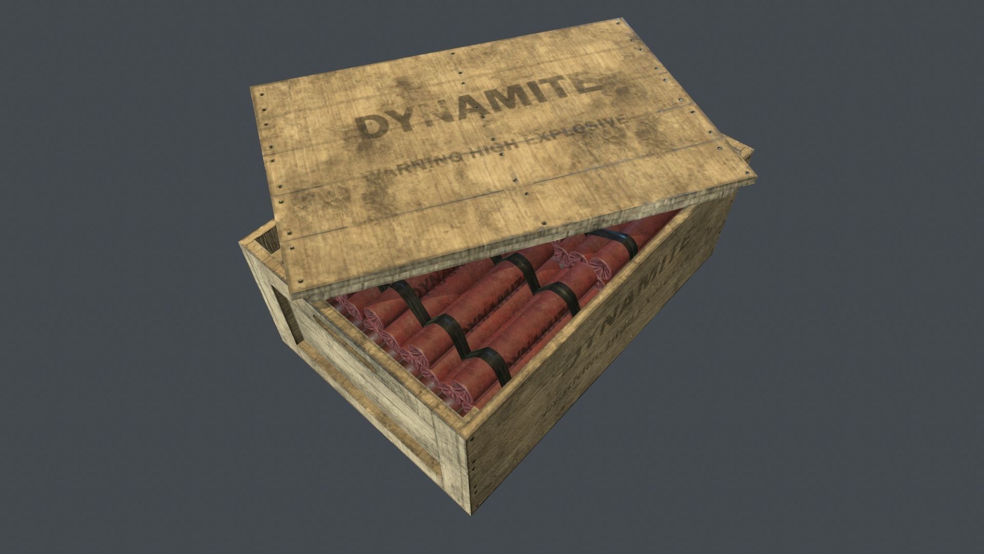 Box With Dynamite Packs PBR Game Ready Low-poly 3D model_7