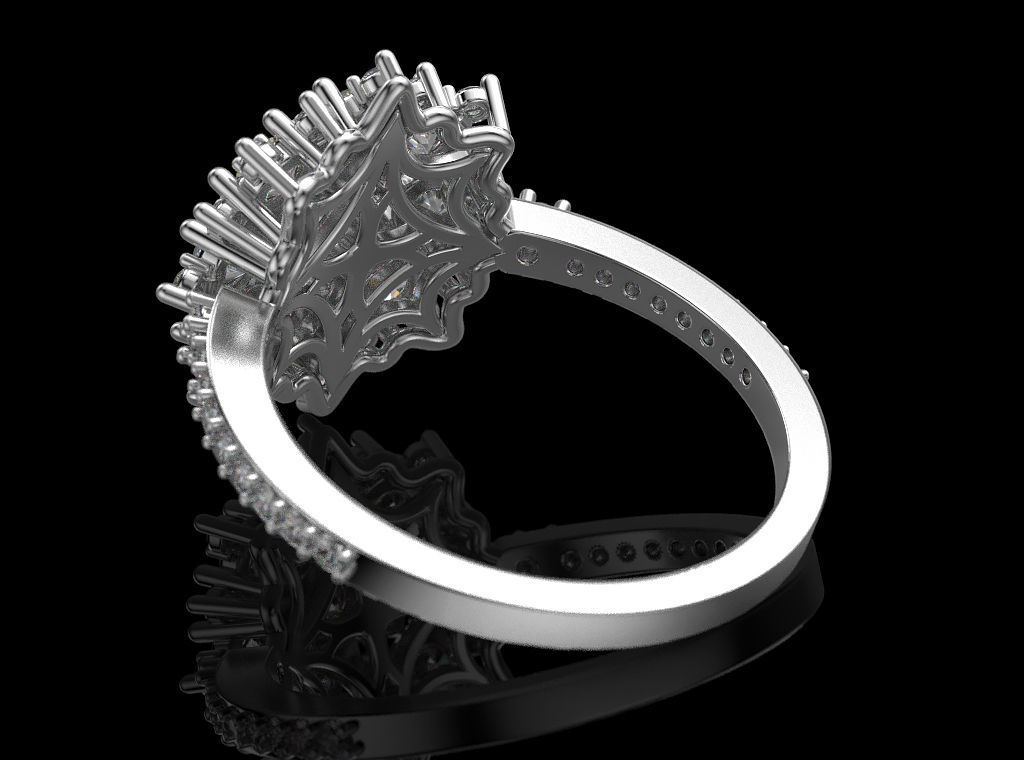 Snowflake Ring 3D print model_3