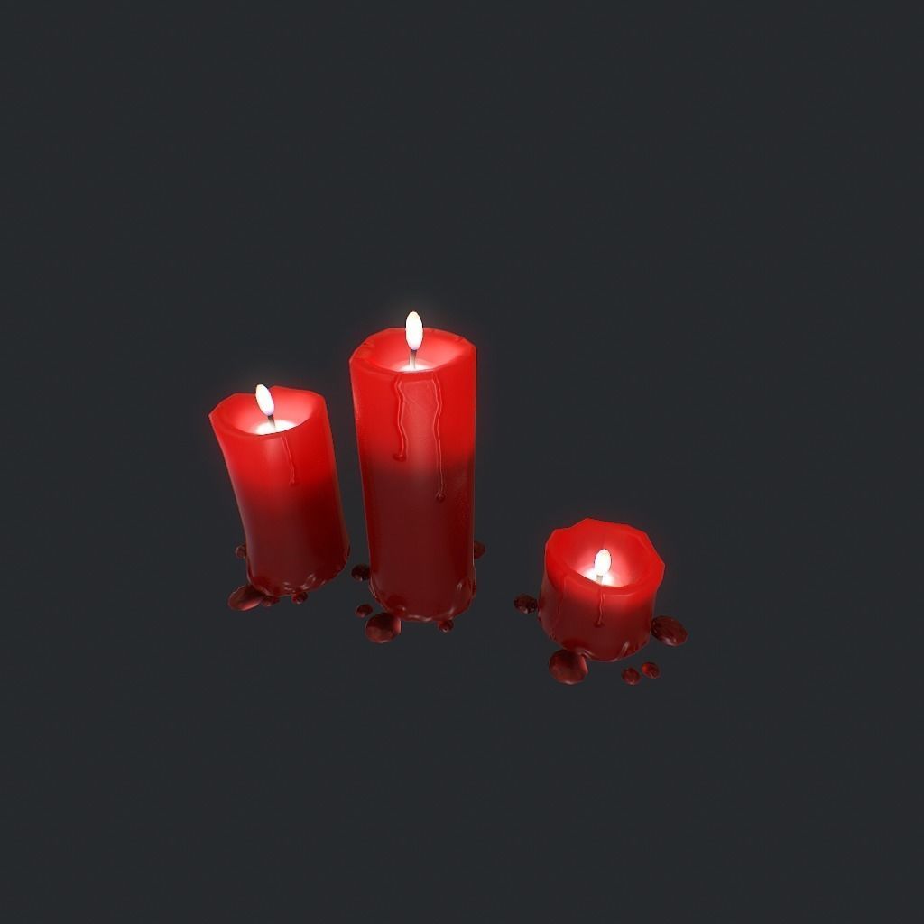 Candels pbr bloody candles Low-poly 3D model