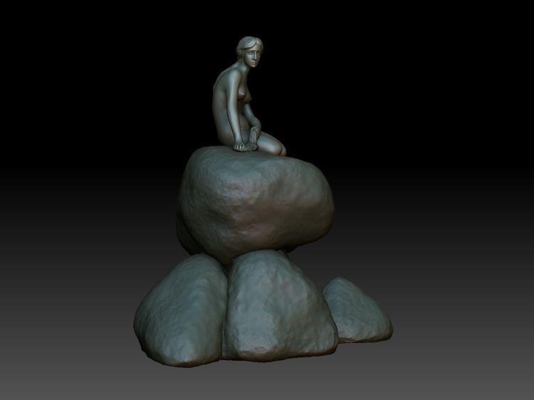 Mermaid Statue 3D print model_5