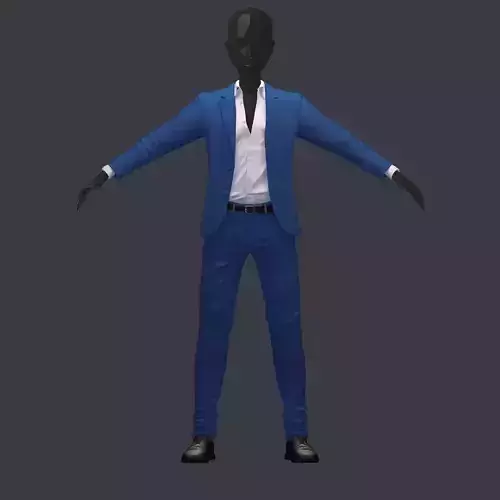 subdivision 3d model avatar cost shirt pants blue classic Low-poly 3D model