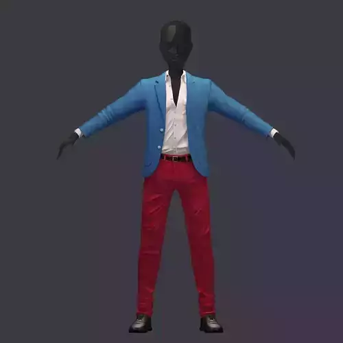 subdivision 3d model avatar cost shirt pants blue red Low-poly 3D model