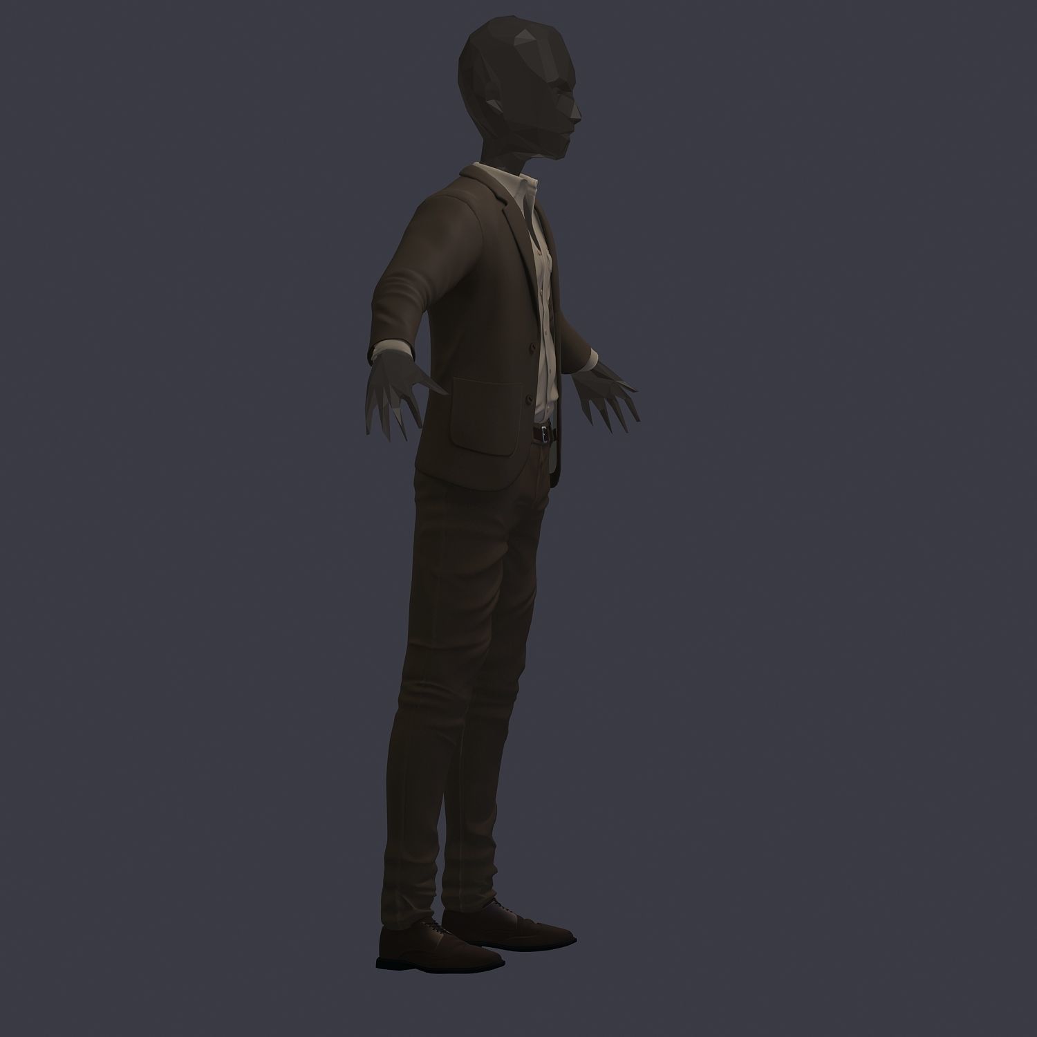 subdivision 3d model avatar cost shirt pants brown beige 3D model_2