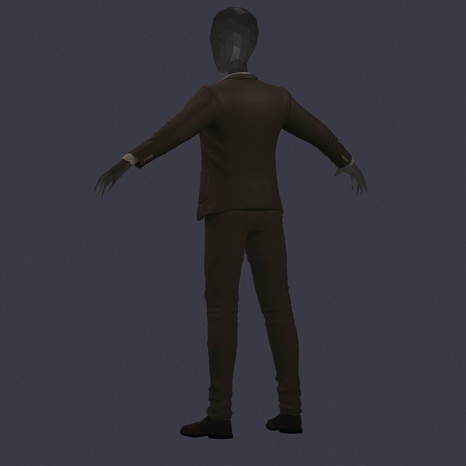 subdivision 3d model avatar cost shirt pants brown beige 3D model_5