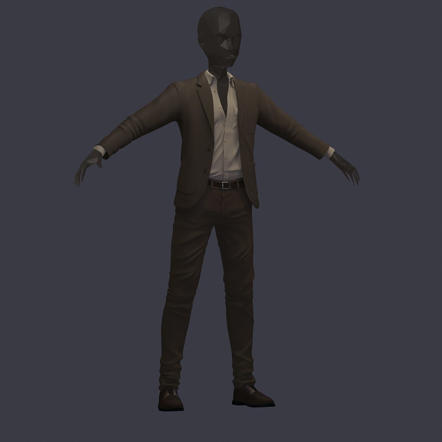 subdivision 3d model avatar cost shirt pants brown beige 3D model_1