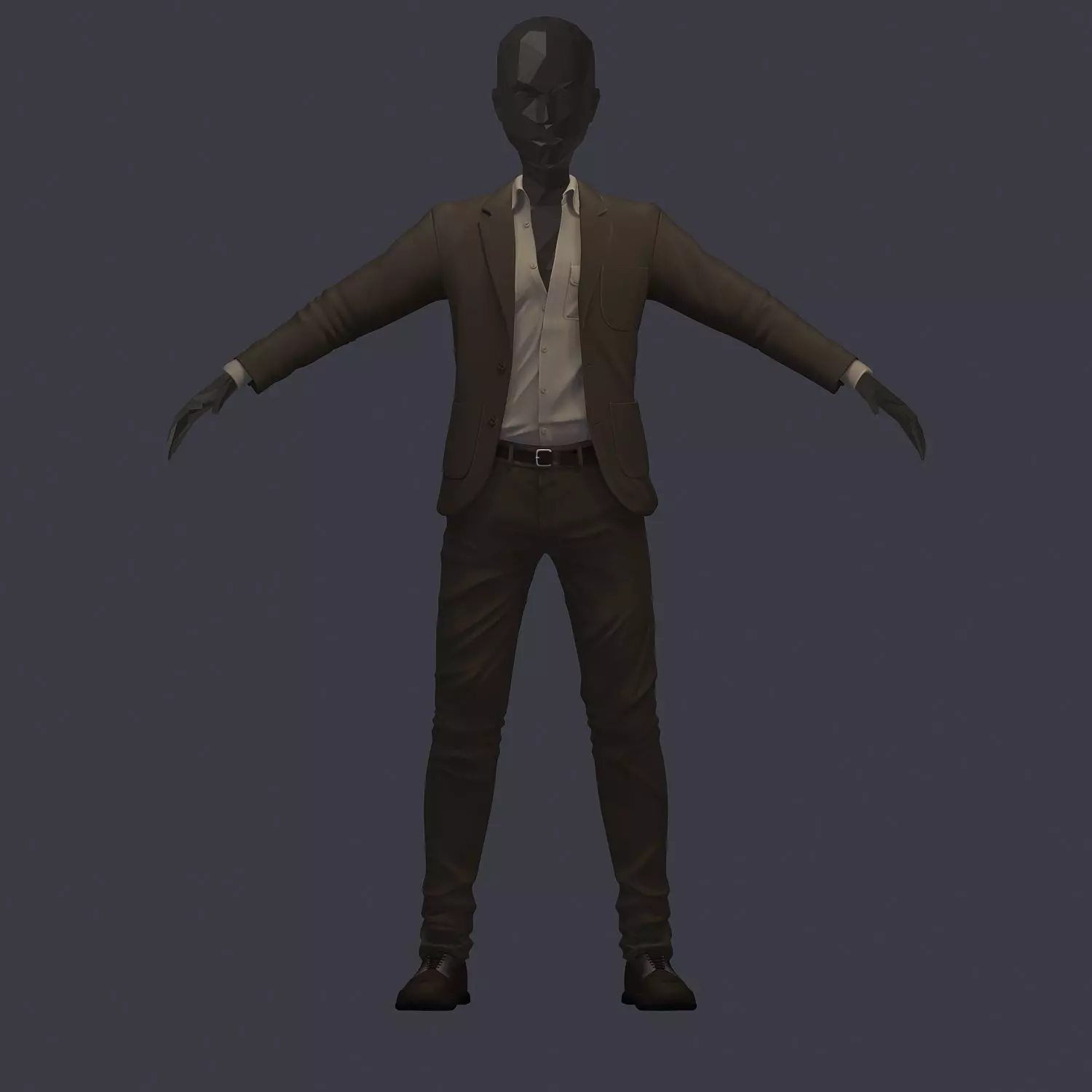 subdivision 3d model avatar cost shirt pants brown beige 3D model_0