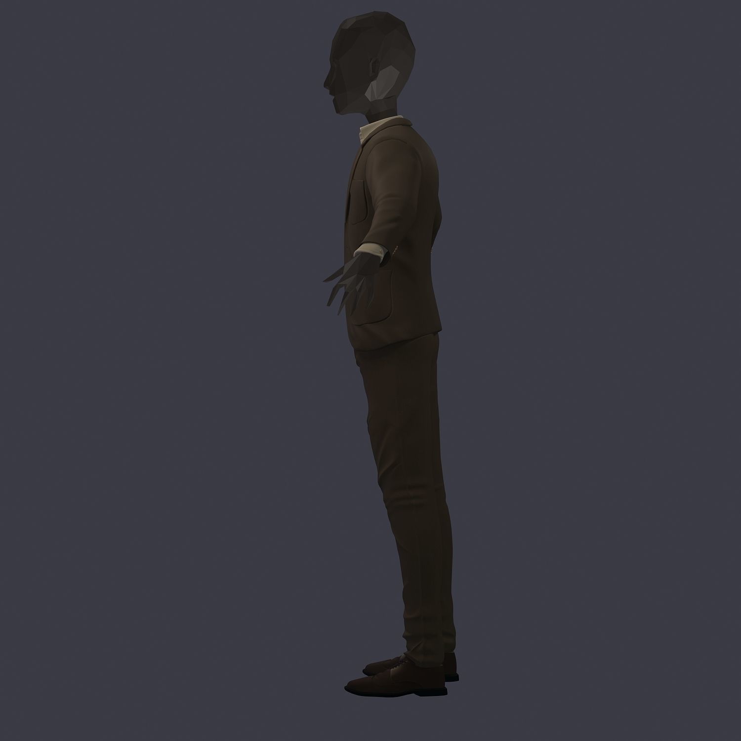 subdivision 3d model avatar cost shirt pants brown beige 3D model_6