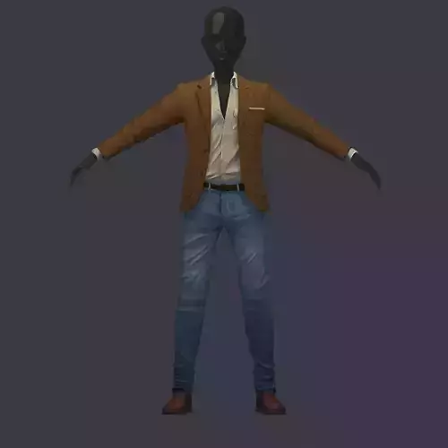 subdivision 3d model avatar cost shirt pants brown jeans Low-poly 3D model