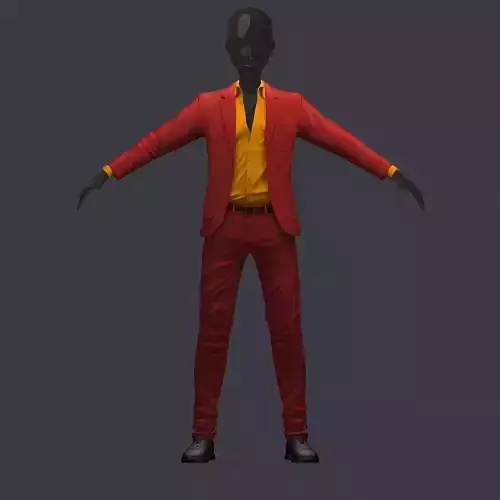 subdivision 3d model avatar cost shirt pants brown orange Low-poly 3D model