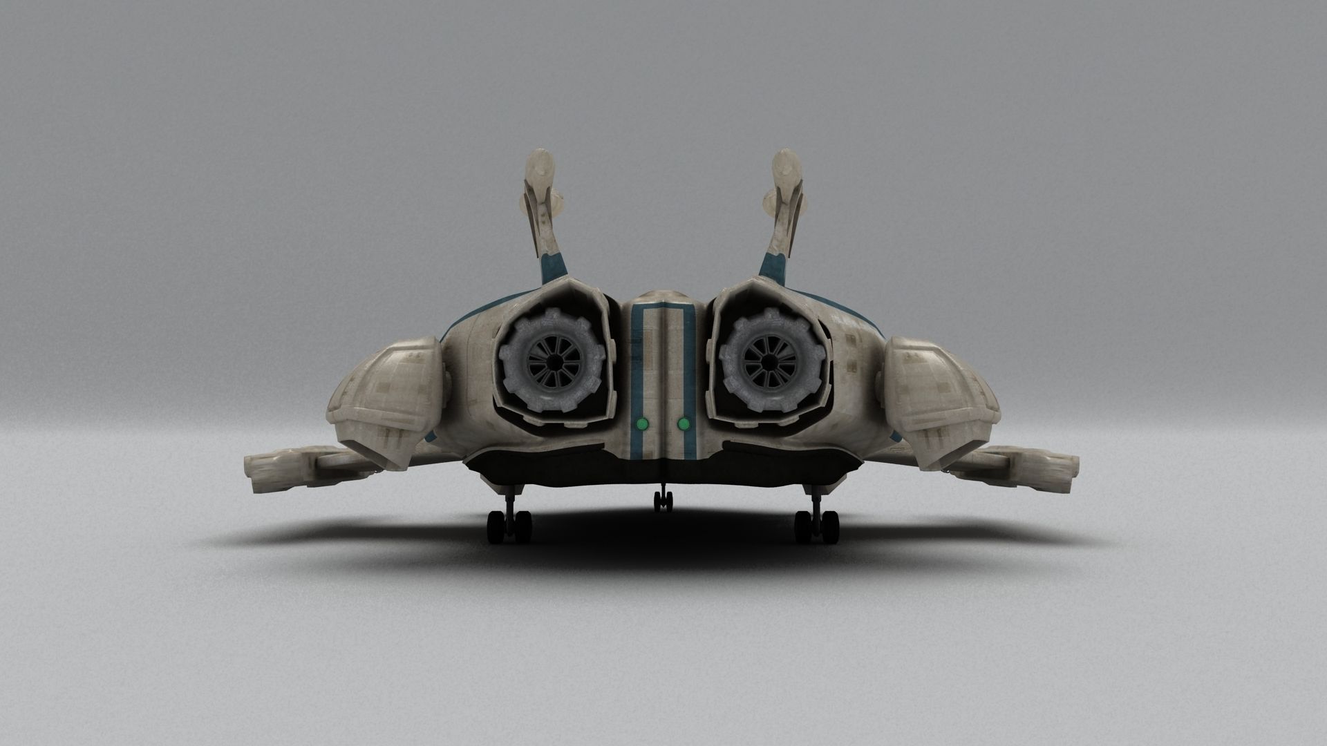 Heavy Space Fighter Low-poly 3D model_9