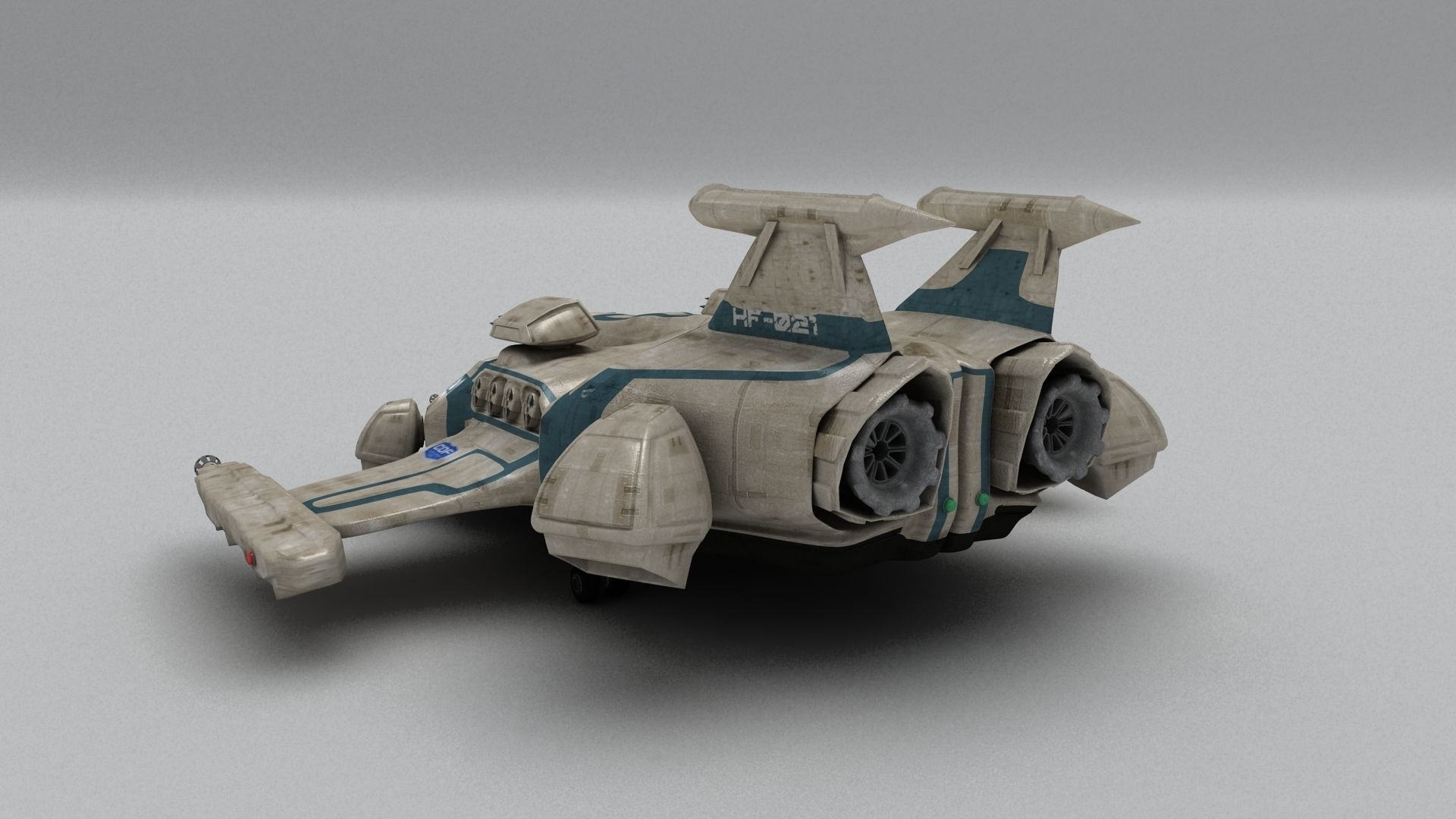 Heavy Space Fighter Low-poly 3D model_12