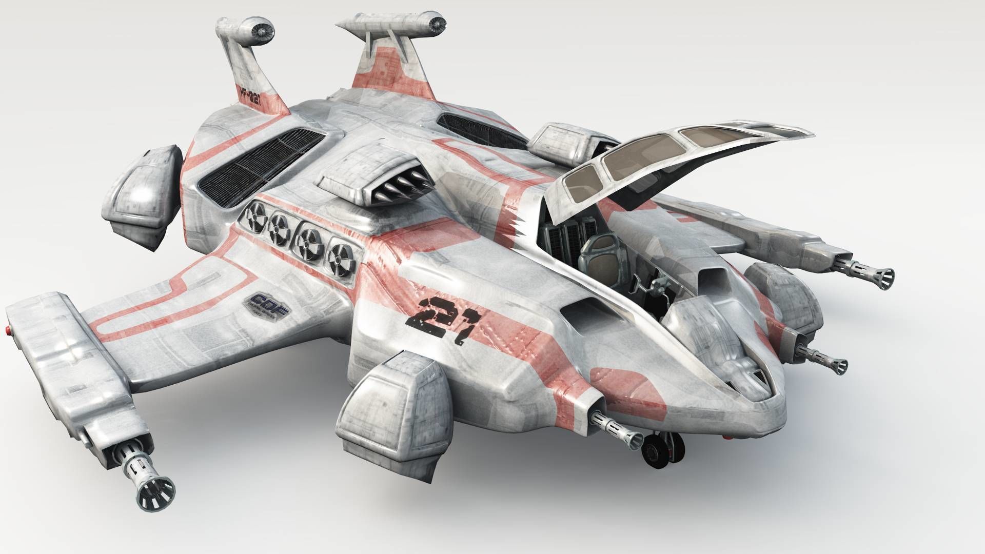 Heavy Space Fighter Low-poly 3D model_14