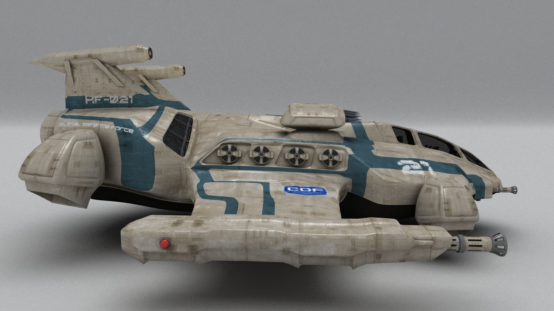 Heavy Space Fighter Low-poly 3D model_11