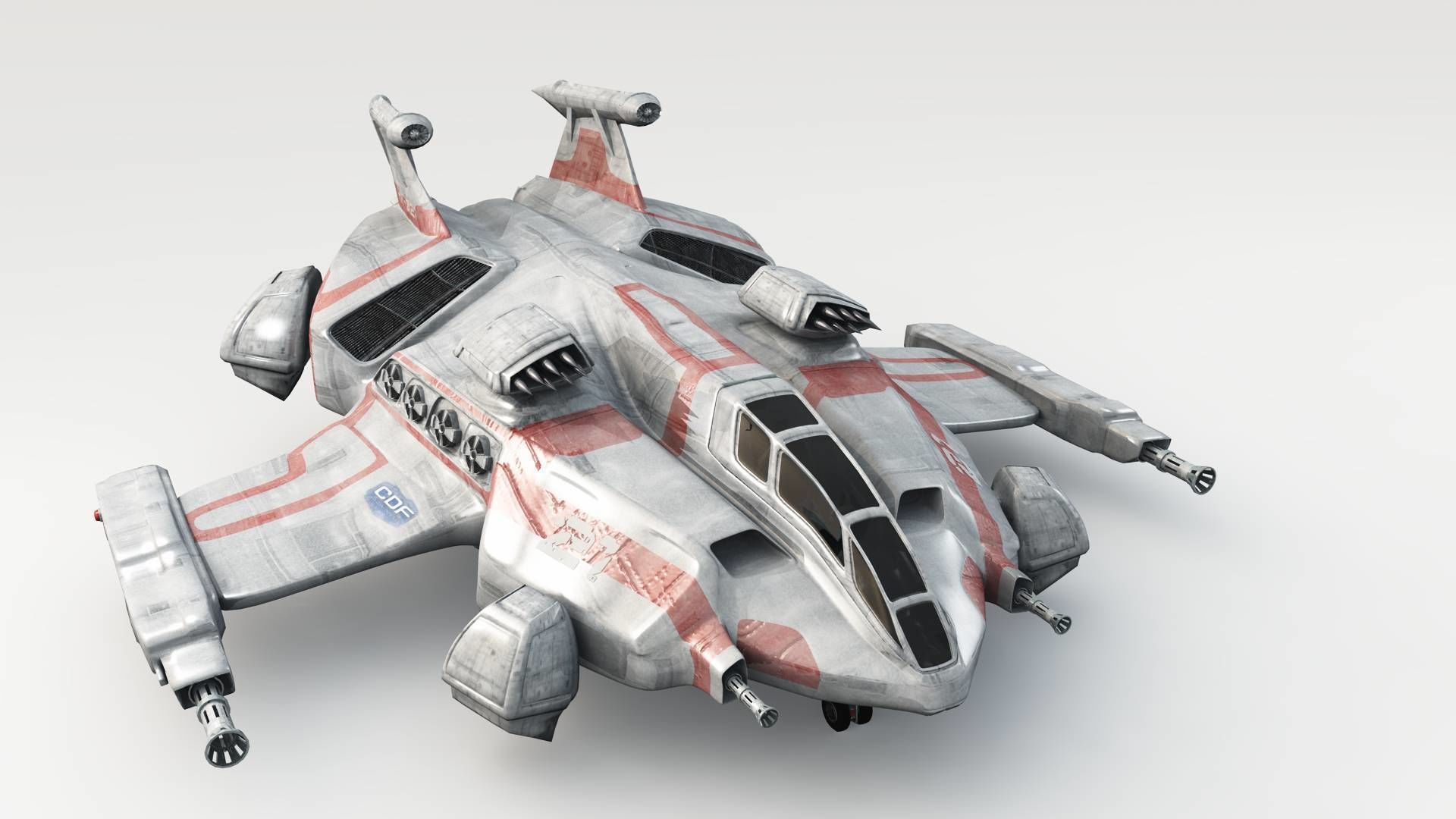 Heavy Space Fighter Low-poly 3D model_15