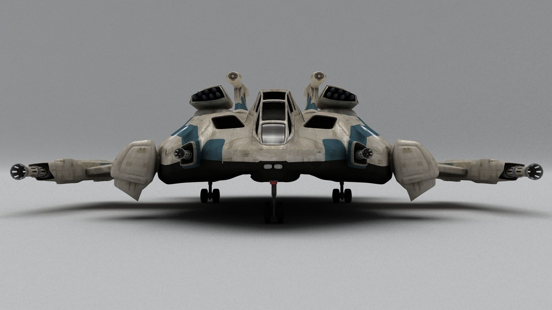 Heavy Space Fighter Low-poly 3D model_8