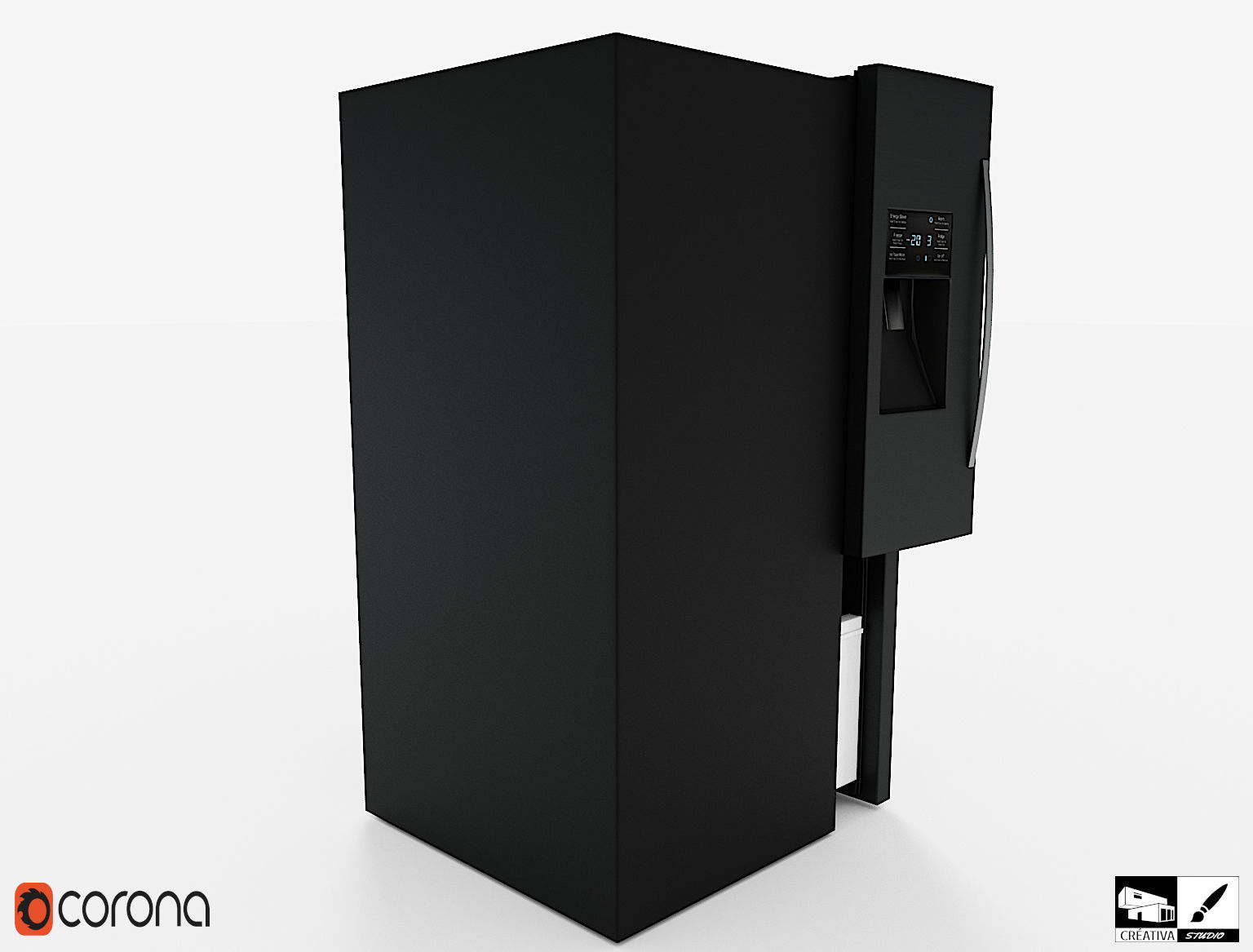Modern Smart Fridge  Free low-poly 3D model_9