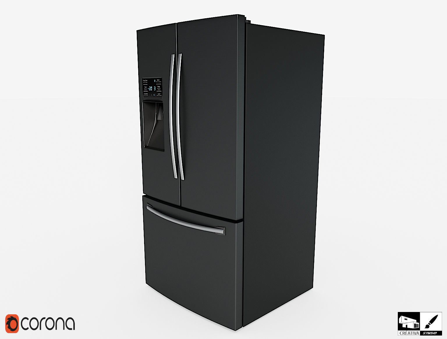 Modern Smart Fridge  Free low-poly 3D model_2