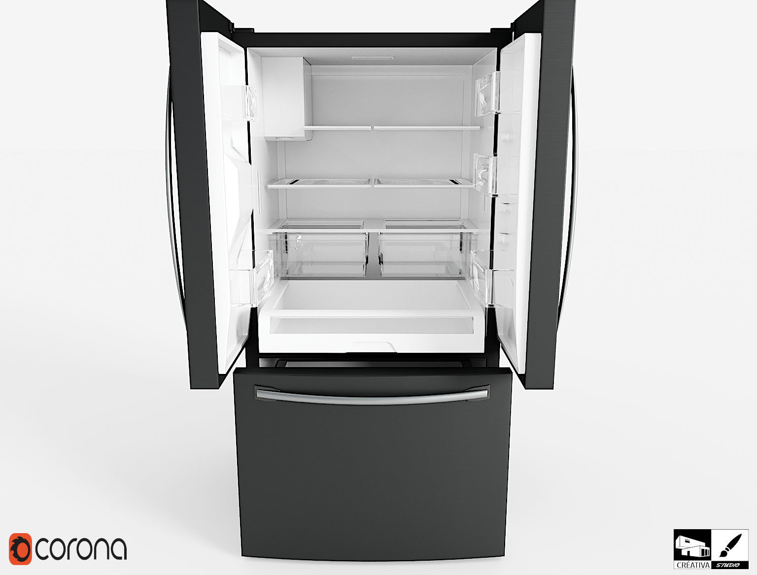 Modern Smart Fridge  Free low-poly 3D model_5