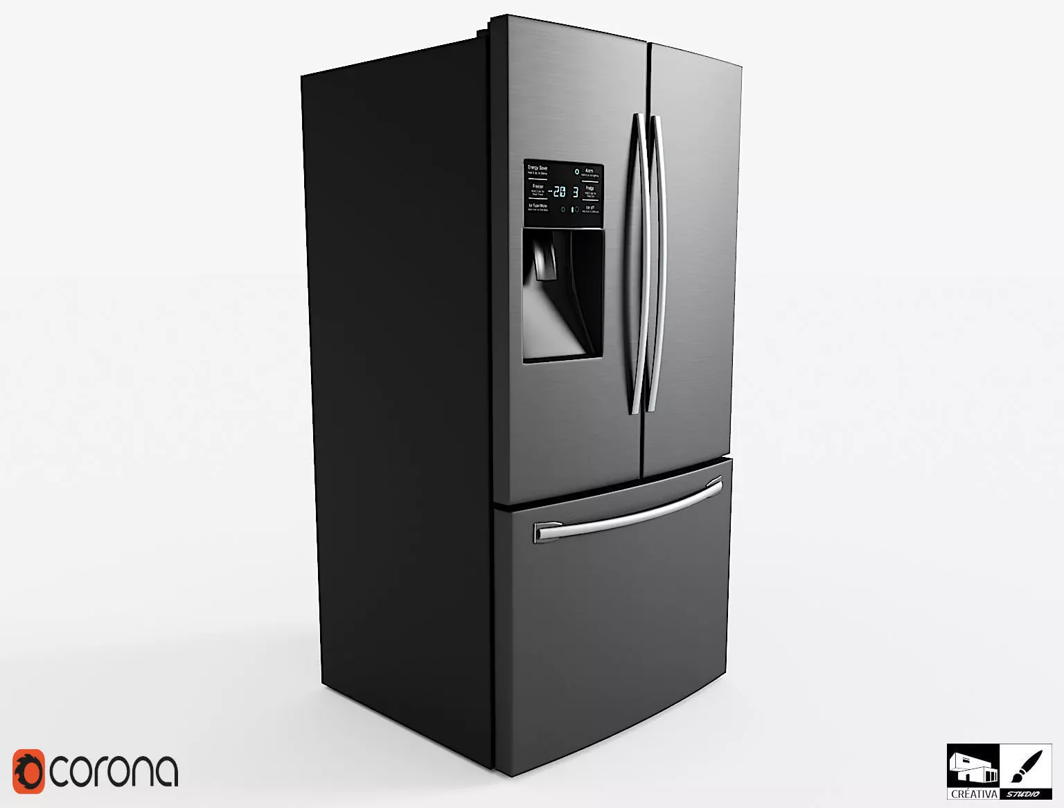 Modern Smart Fridge  Free low-poly 3D model_0