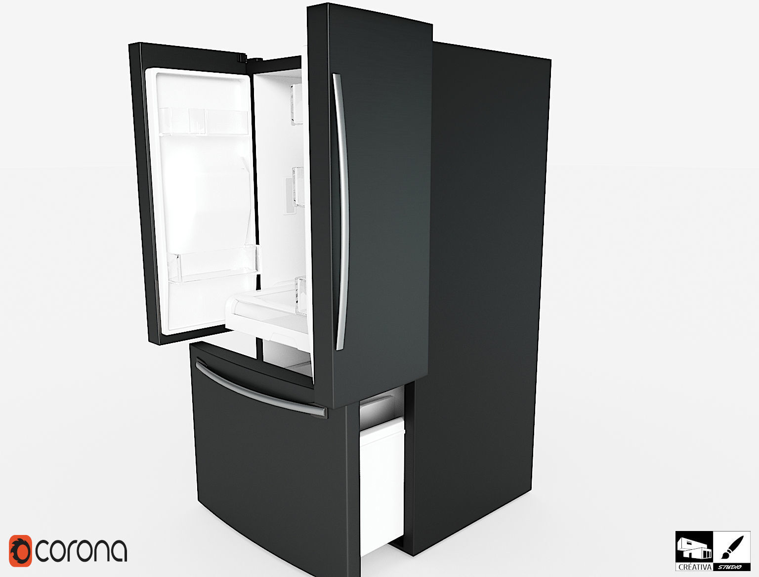 Modern Smart Fridge  Free low-poly 3D model_3