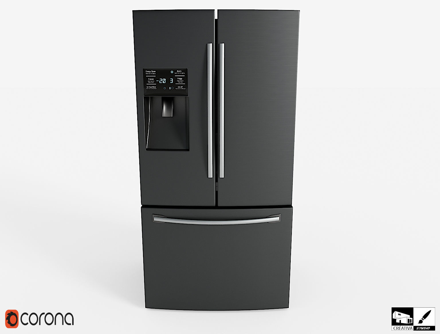 Modern Smart Fridge  Free low-poly 3D model_4