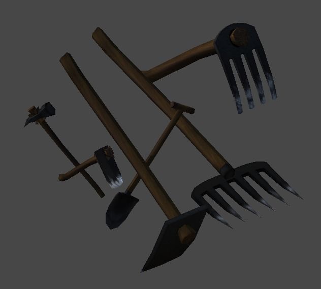 Simple farm tools1 Low-poly 3D model_0
