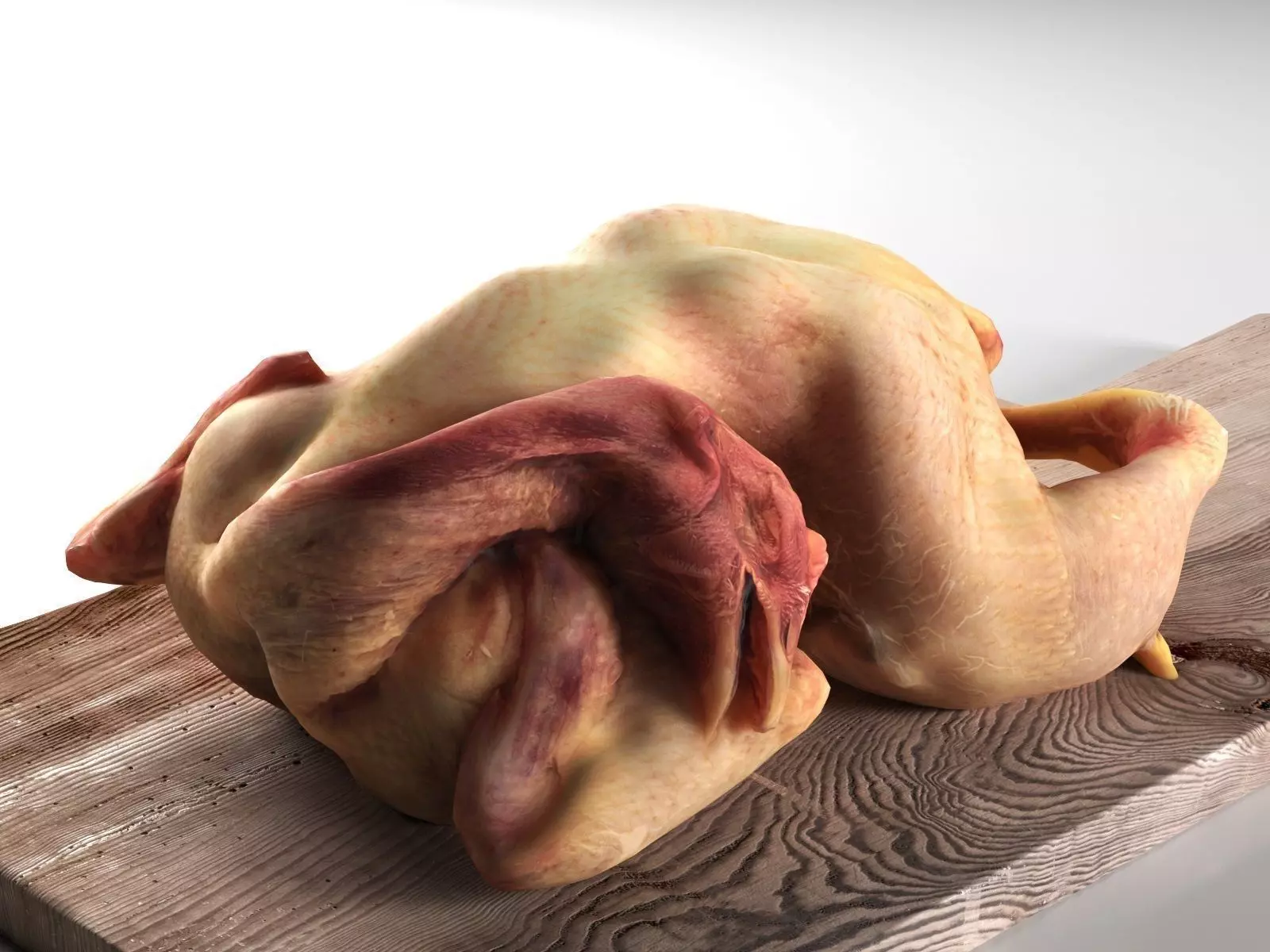 Meat 3 chicken on wooden table 3D model_0