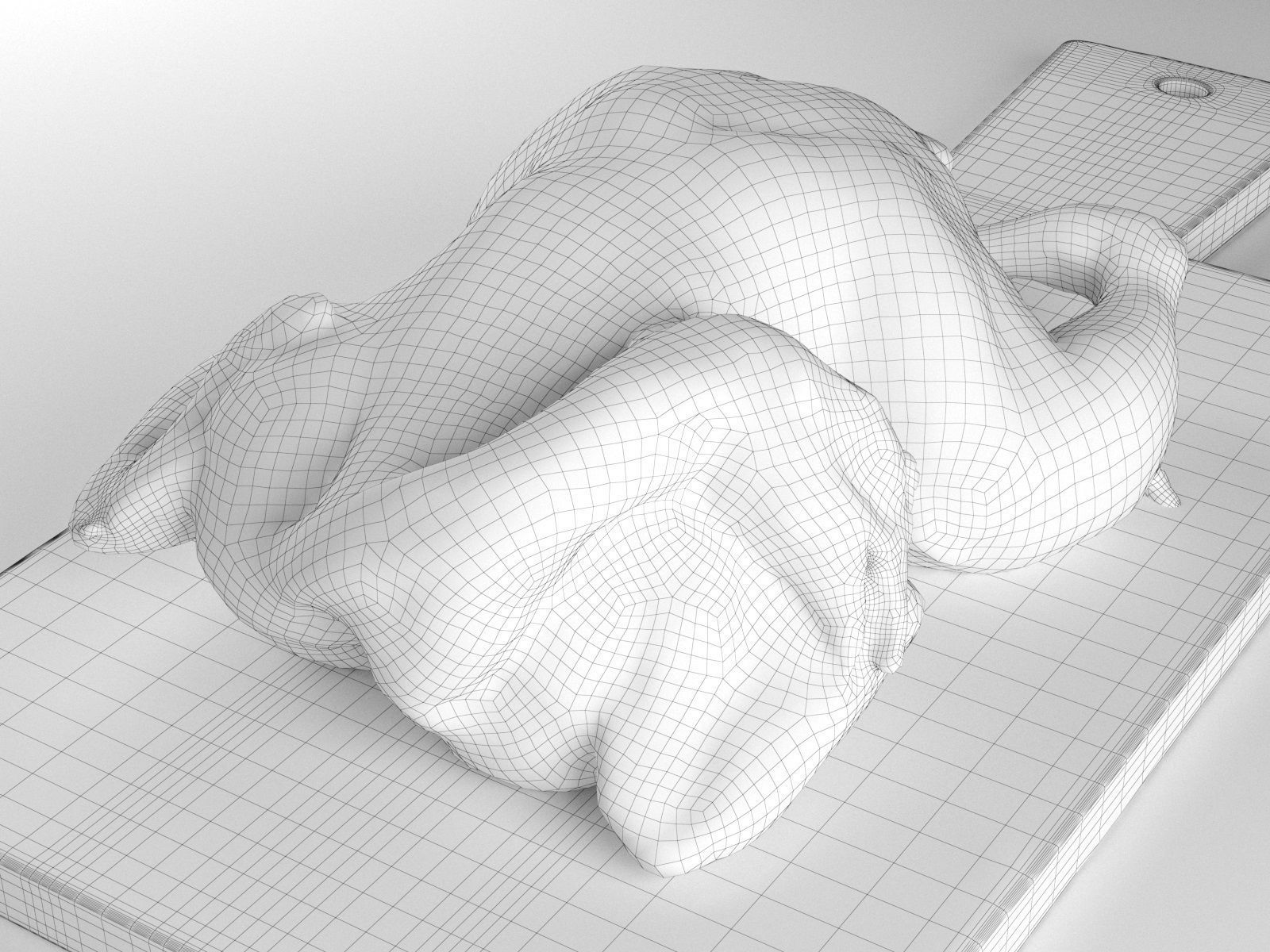 Meat 3 chicken on wooden table 3D model_3