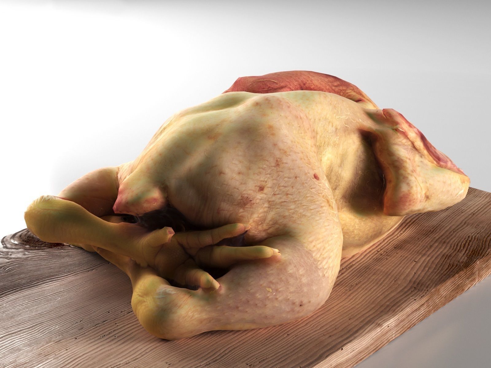 Meat 3 chicken on wooden table 3D model_1
