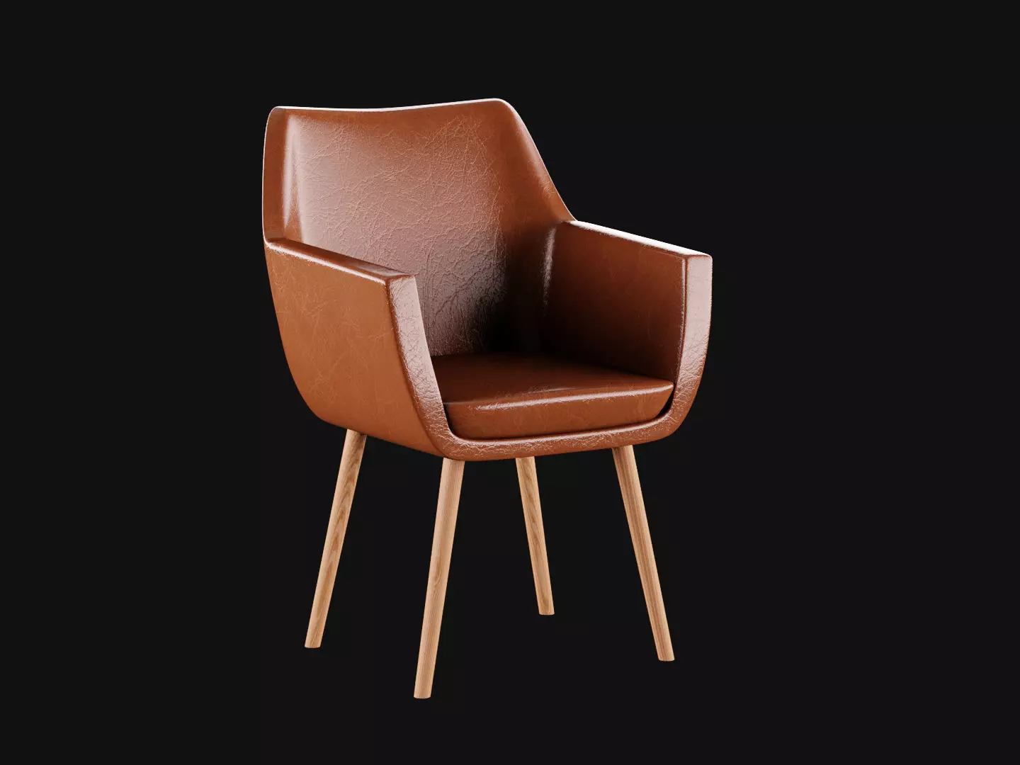 Leather chair Low-poly 3D model_0
