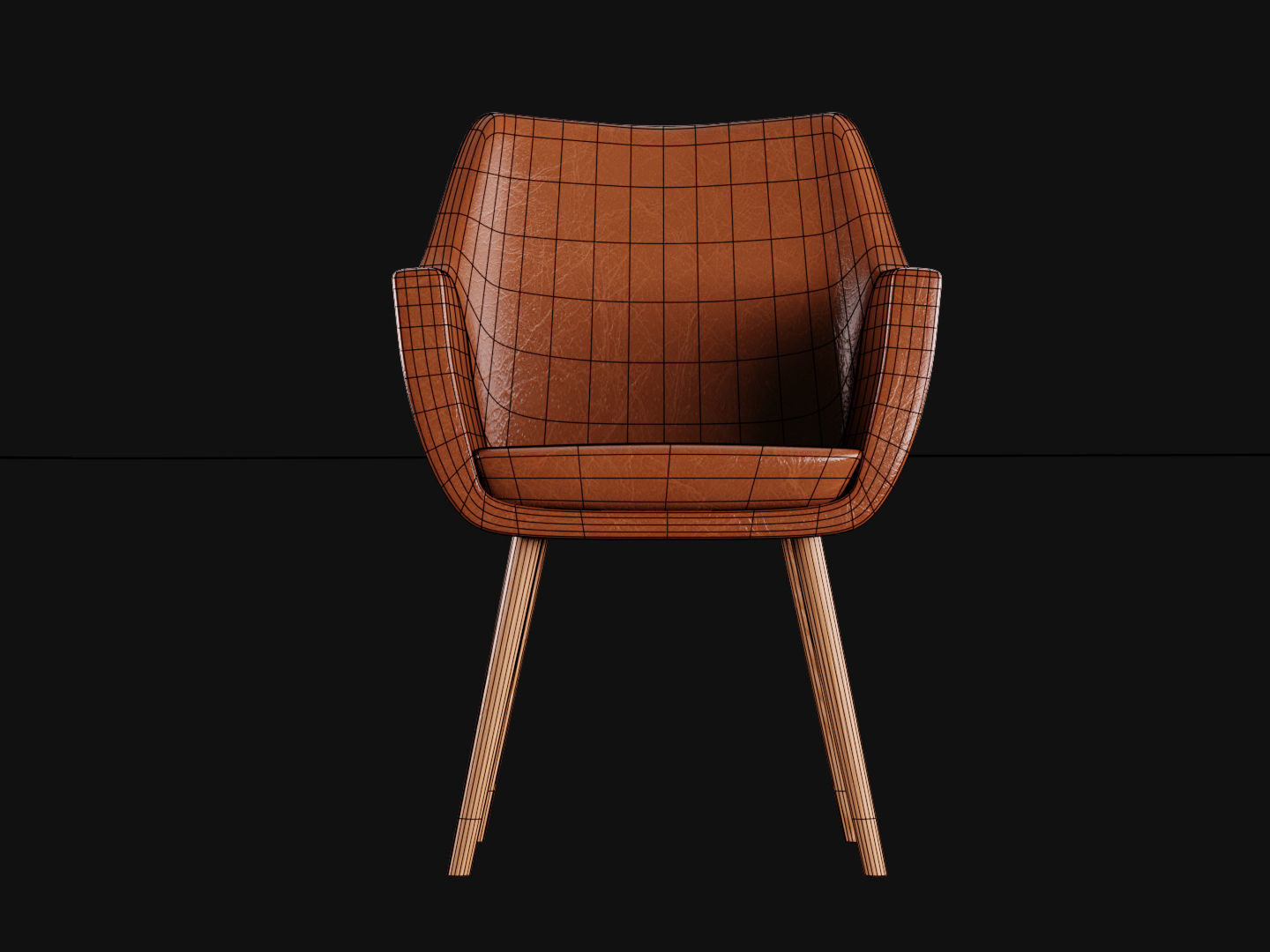 Leather chair Low-poly 3D model_3