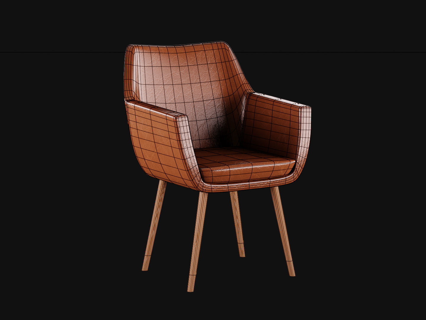 Leather chair Low-poly 3D model_1